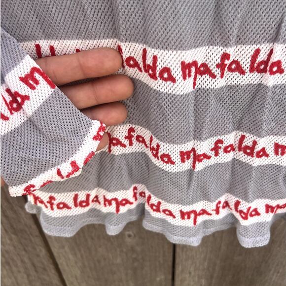 Jean Charles de Castelbajac | Vintage Sheer Mesh Mafalda Printed Top Rare Sz 40 - Picture 3 of 7